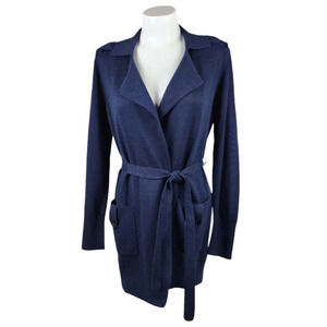 Banana Republic Merino Wool Belted Cardigan  Navy Blue Size XS Classic Luxury